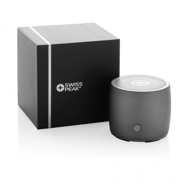 Swiss Peak 3W Basslautsprecher aus RCS recyceltem Aluminium, grau