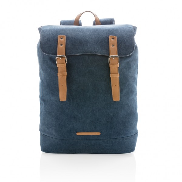 Canvas Laptop-Rucksack, PVC-frei, blau
