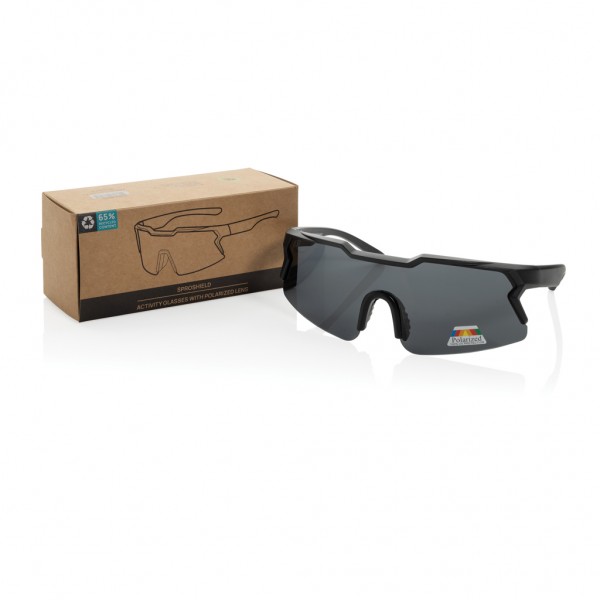SproShield RCS Sportbrille mit polarisierten Gläsern, schwarz