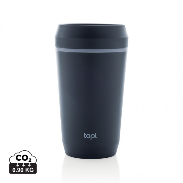 Topl-Becher aus rec. Kunststoff mit 360-Grad-Deckel 354ml, navy blau
