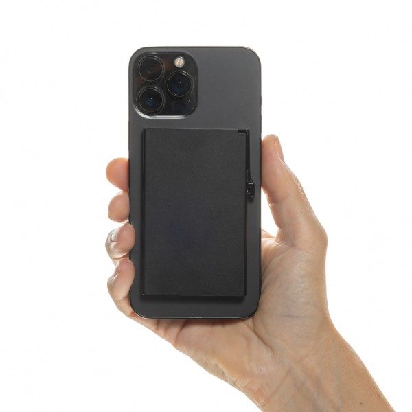 Magnetischer RFID-Kartenhalter aus Aluminium für Smartphones, schwarz