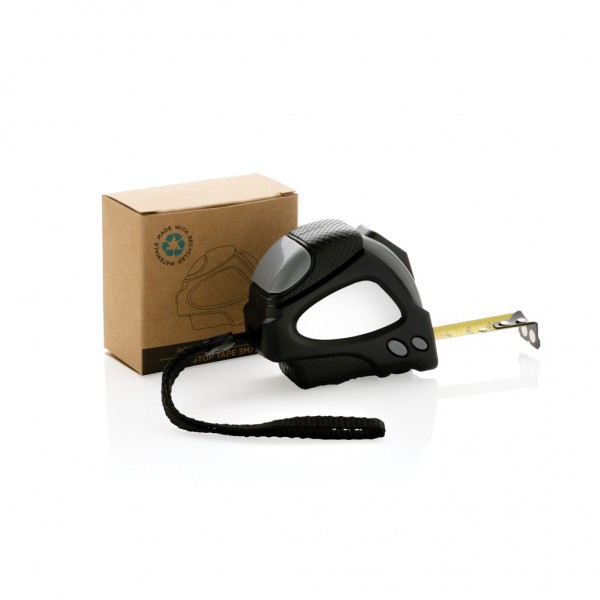 Auto-Stop-Maßband aus recyceltem Kunststoff, 3m/16mm, schwarz