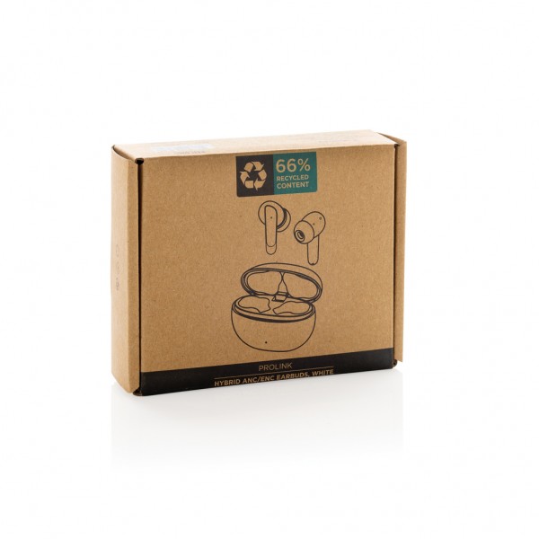 Prolink Hybrid-Kopfhörer ANC/ENC aus RCS rec. Kunststoff, weiß