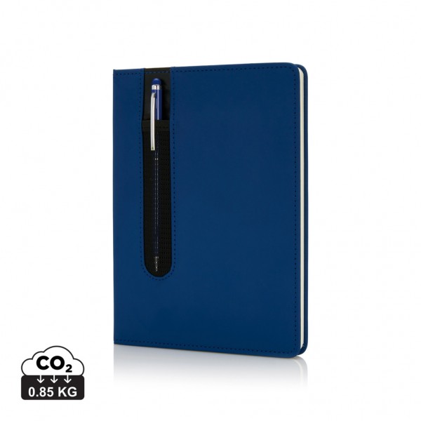Basic Hardcover PU A5 Notizbuch mit Stylus-Stift, navy blau