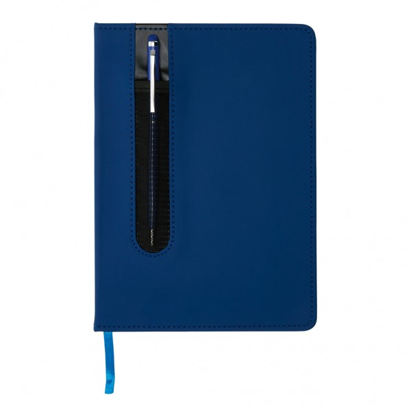 Basic Hardcover PU A5 Notizbuch mit Stylus-Stift, navy blau