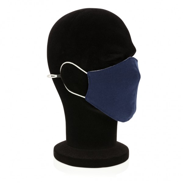 Wiederverwendbare 2-lagige Baumwoll-Gesichtsmaske, navy blau