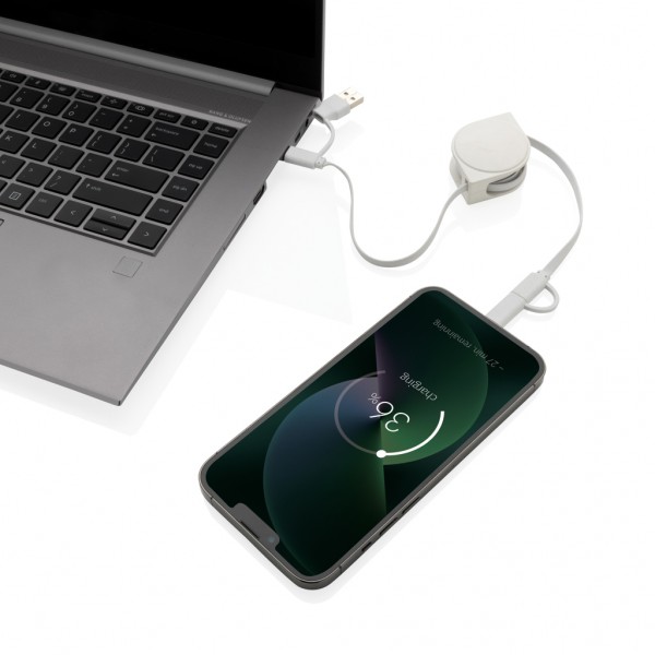 6-in-1 Kabel aus TPE und RCS Standard recyceltem Kunststoff, weiß