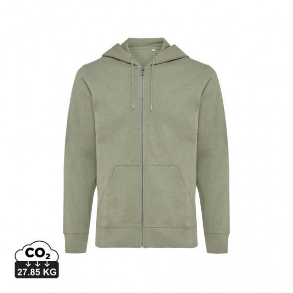 IQONIQ Abisko Zip-Kapuzenpullover aus recycelter Baumwolle, heather green L