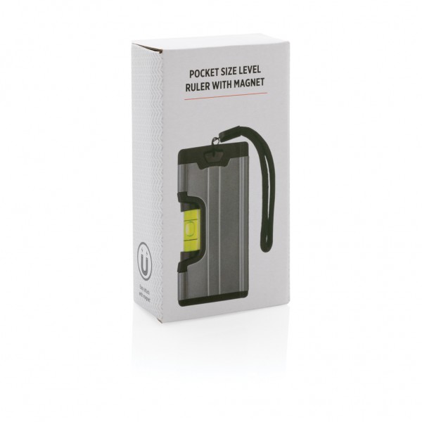 Wasserwaage im Taschenformat mit Magnet, grau