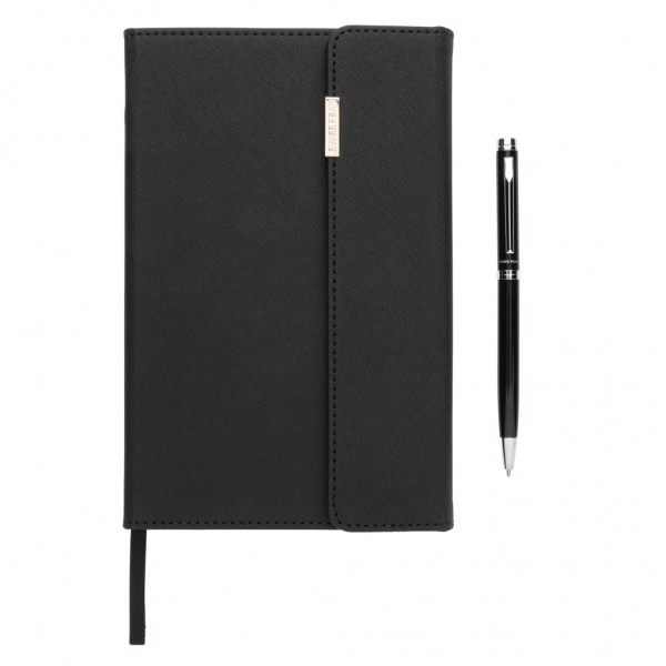 Swiss Peak Deluxe A5 Notizbuch mit Stift, schwarz