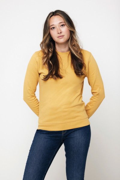 IQONIQ Zion Rundhals-Sweater aus recycelter Baumwolle, ochre yellow L