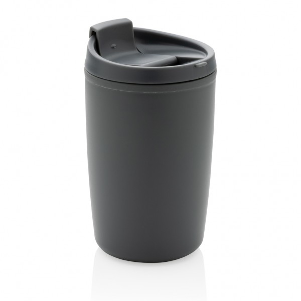 GRS recycelter PP-Becher mit Flip-Deckel, grau