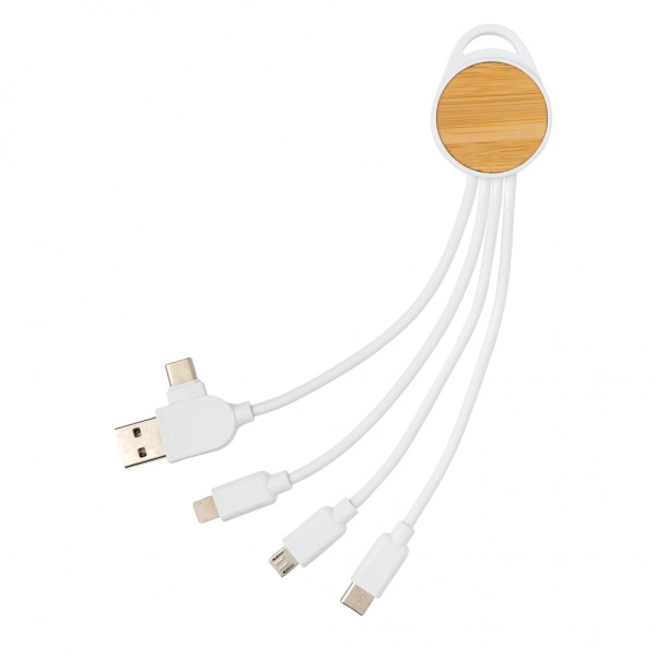 rundes Ontario 6-in-1 Kabel aus RCS recyceltem Kunststoff, weiß