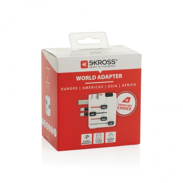 SKROSS Pro 3-Pole World Travel Adapter, weiß
