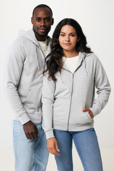 IQONIQ Abisko Zip-Kapuzenpullover aus recycelter Baumwolle, heather grey M