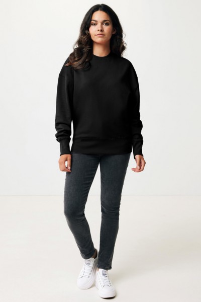 IQONIQ Kruger Relax-Rundhals-Sweater aus recycelt. Baumwolle, schwarz L