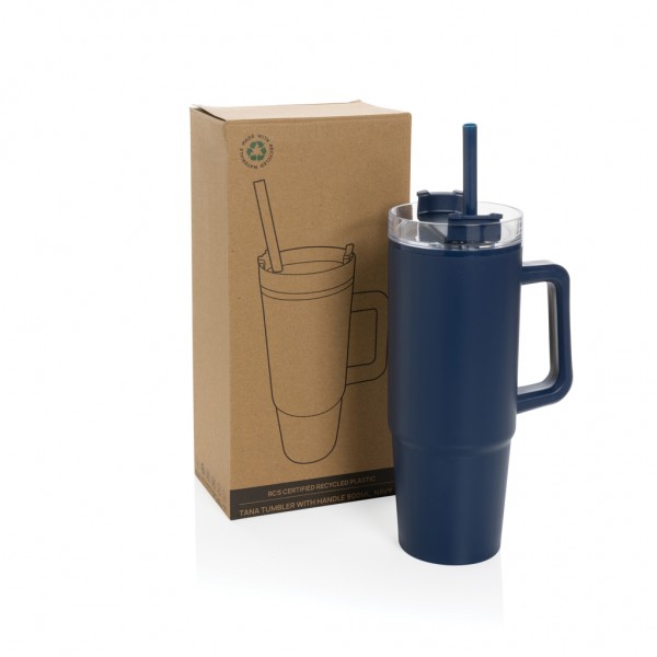 Tana Becher aus RCS recyceltem Kunststoff mit Griff 750ml, navy blau