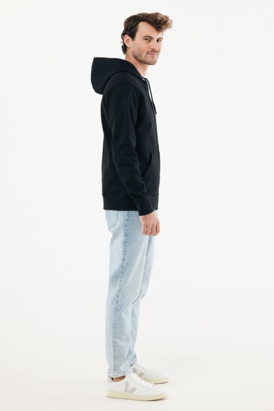 IQONIQ Abisko Zip-Kapuzenpullover aus recycelter Baumwolle, schwarz XS
