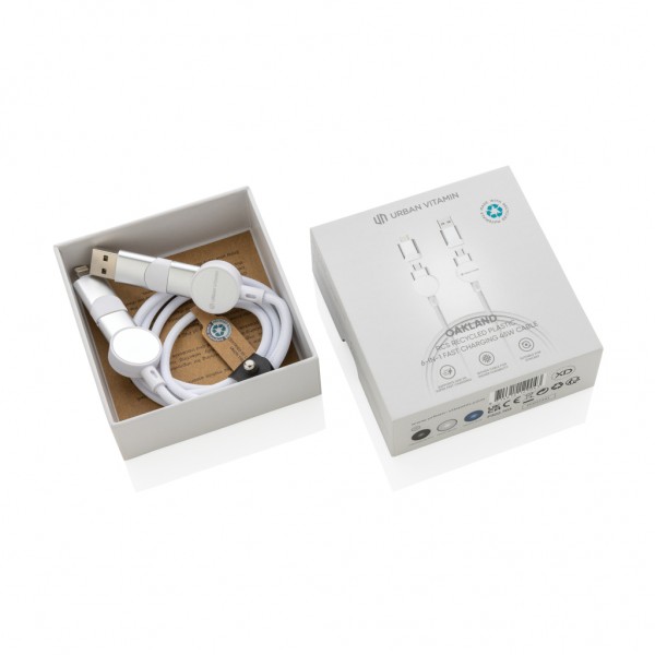 Oakland RCS rKunststoff 1,2m 6-in-1 Fast-Charging 45W Kabel, weiß