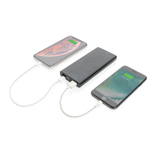 18W PD Powerbank mit 10.000 mAh aus Aluminium, schwarz