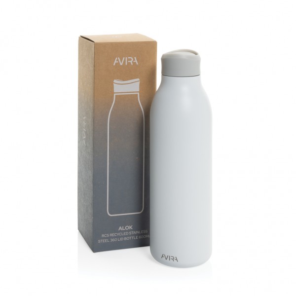 Avira Alok 360 Klick-Wasserflasche aus RCS rec. Stahl, 600ml, weiß