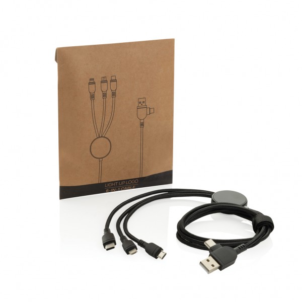 Light-Up Logo 6-in-1 Kabel, schwarz