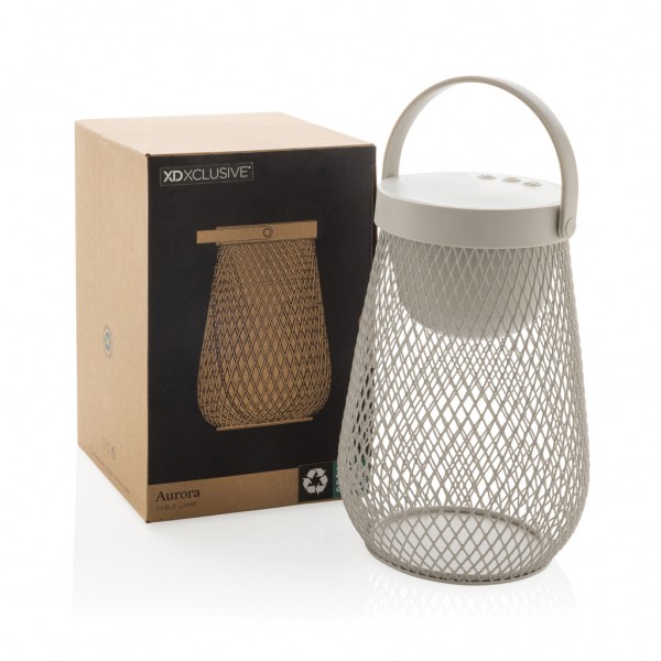 Aurora USB-Tischlampe aus RCS recyceltem ABS, grau