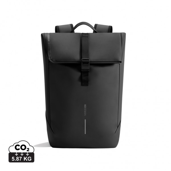 Urban wasserabweisender Flap-Top Rucksack, schwarz