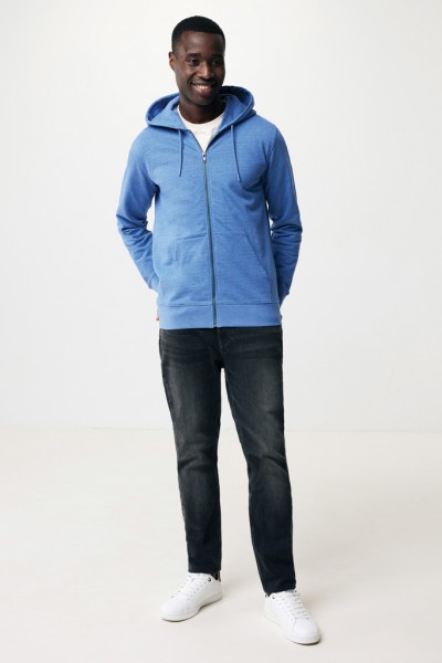 IQONIQ Abisko Zip-Kapuzenpullover aus recycelter Baumwolle, heather blue XXS