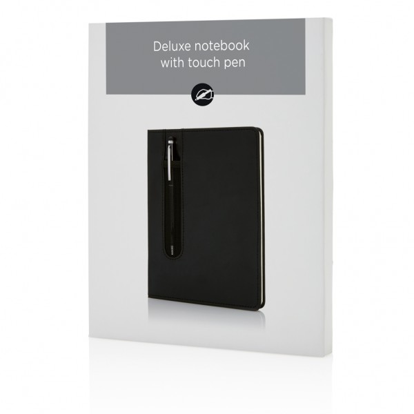 Basic Hardcover PU A5 Notizbuch mit Stylus-Stift, schwarz