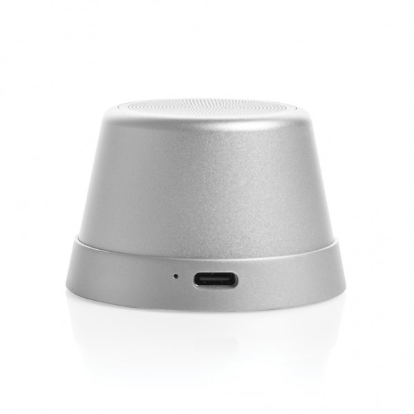Nivio magnetischer 5W-Speaker aus RCS recyceltem Aluminium, silber