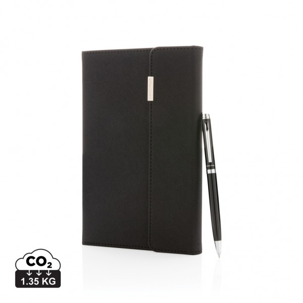 Swiss Peak Deluxe A5 Notizbuch mit Stift, schwarz