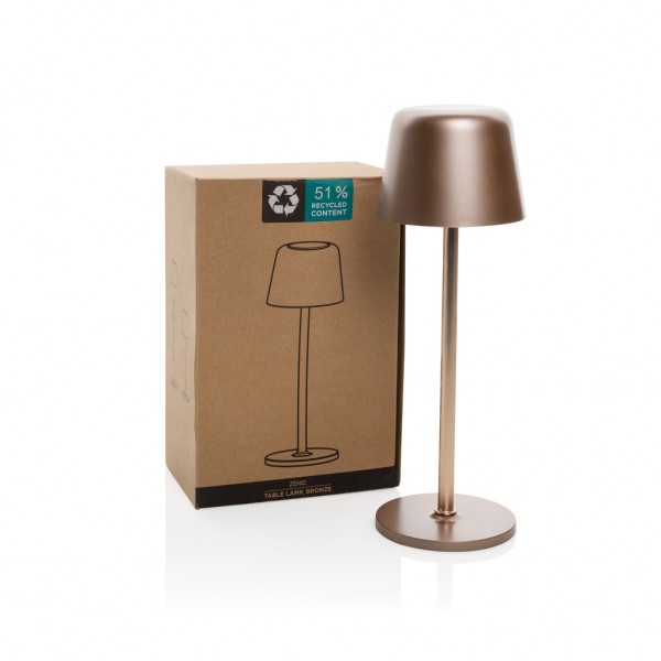Zenic USB Tischleuchte aus RCS recyceltem Kunststoff, Bronze