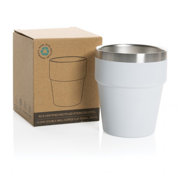 Clark Doppelwandige RCS Kaffeetasse 300ml, weiß