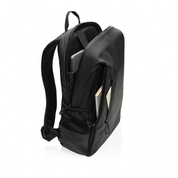 Lima Aware™ RPET wasserabweisender 15,6` Laptop-Rucksack, schwarz
