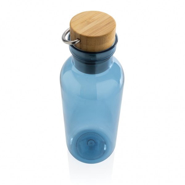 RCS rPET Flasche with Bambusdeckel und Griff, blau