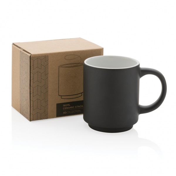 Stapelbare Keramiktasse, 180ml, schwarz