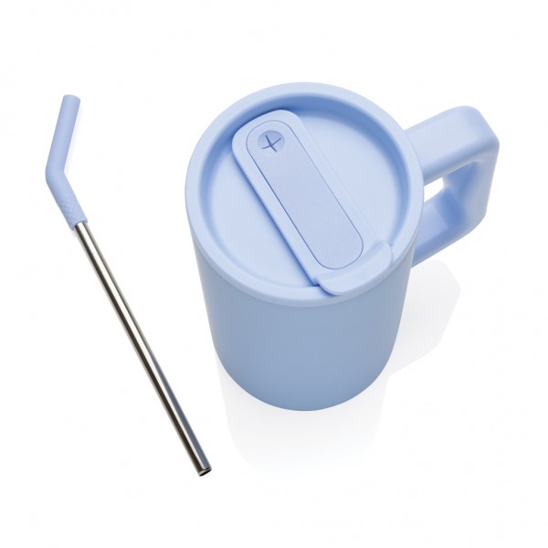 Cube Becher aus RCS recyceltem Stahl 800ml, hellblau