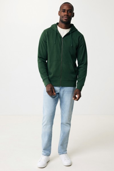 IQONIQ Abisko Zip-Kapuzenpullover aus recycelter Baumwolle, forest green XXXL