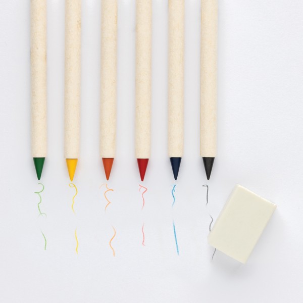 Micki GRS 6-tlg. Infinity-Buntstifteset mit Notizblock, weiß