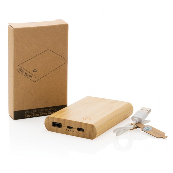 5.000mAh Bambus-Powerbank, braun