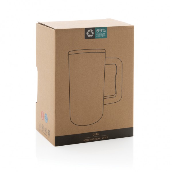 Cube Becher aus RCS recyceltem Stahl 800ml, weiß