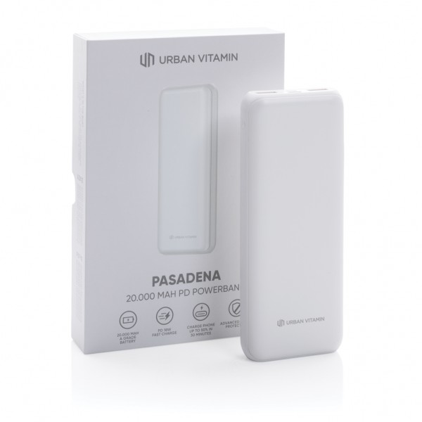 Urban Vitamin Pasadena 20.000mAh 18W PD Powerbank, weiß