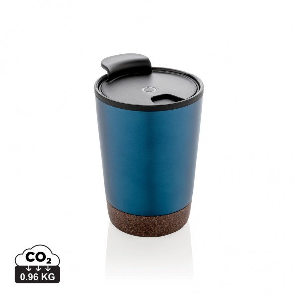 GRS rPP Edelstahl-Kaffeebecher mit Kork, blau