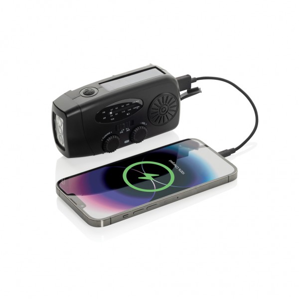 RescueWave Notfallradio aus RCS recyceltem Kunststoff, schwarz