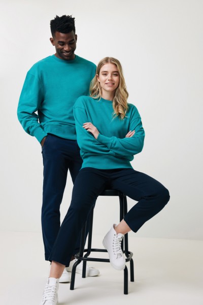 IQONIQ Kruger Relax-Rundhals-Sweater aus recycelt. Baumwolle, verdigris XXXL