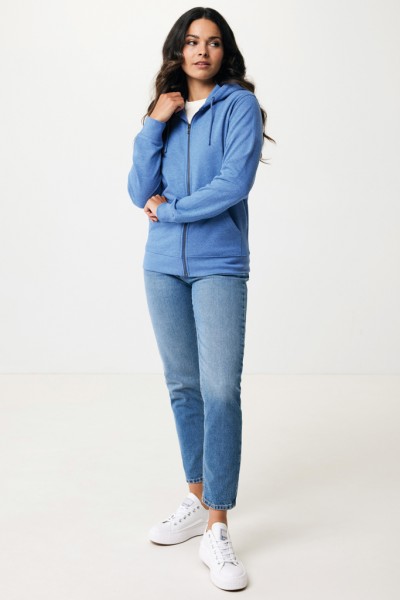 IQONIQ Abisko Zip-Kapuzenpullover aus recycelter Baumwolle, heather blue XS