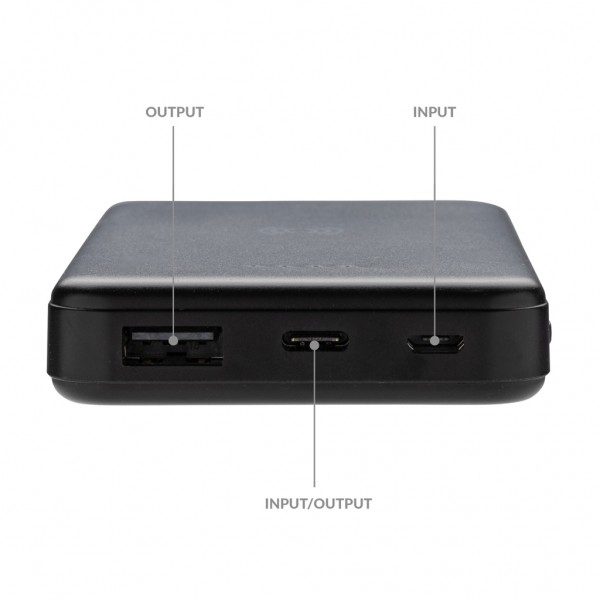 5.000mAh 5W Wireless Powerbank aus RCS recyceltem Kunststoff, schwarz