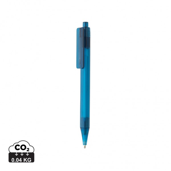 GRS rPET X8 transparenter Stift, blau