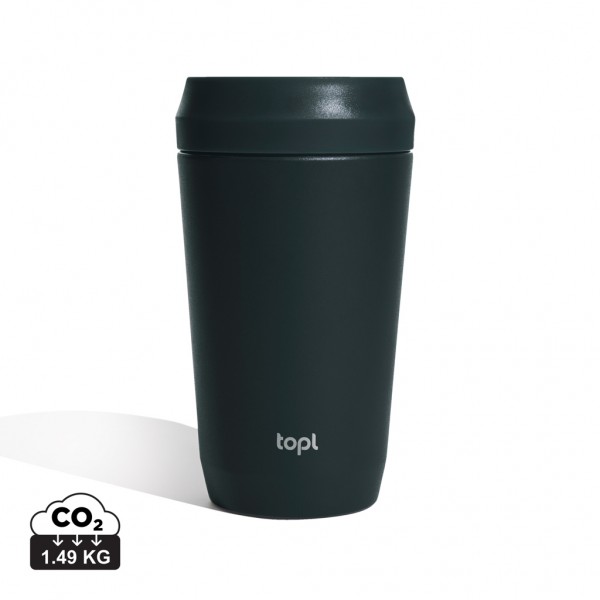 Topl-Trinkbecher aus rec. Stahl mit 360-Grad-Deckel 354ml, grau